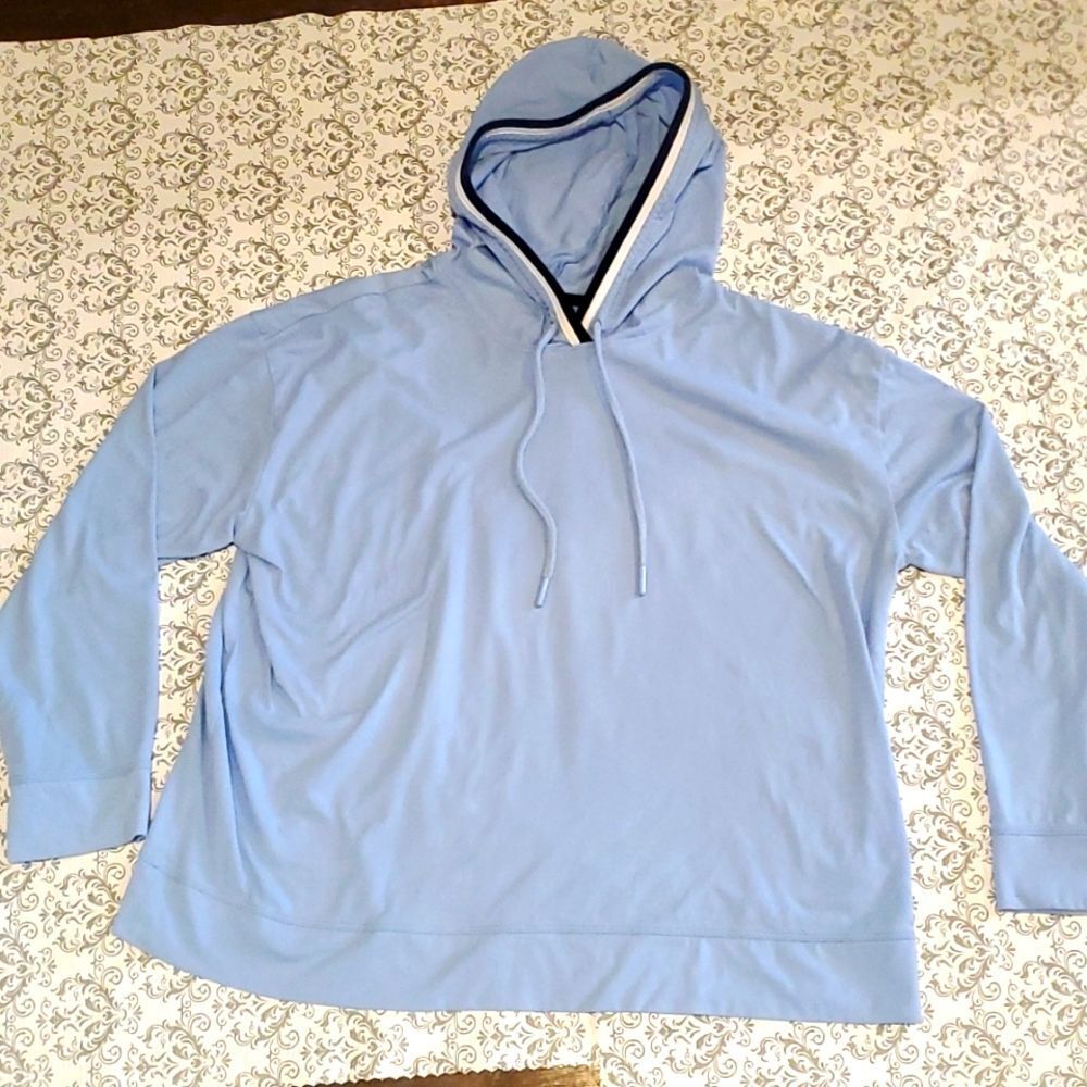 St John's Bay Baby Blue Lightweight Hoodie Petite XL